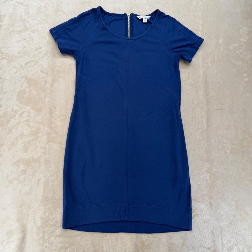 Southern Tide T-Shirt Dress Women 2 Blue Excellent Short Sleeve Exposed Zip